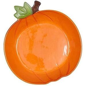 Stoneware Pie Dish 10" Hand Painted Orange Baking Pan Spring Easter Design Imp